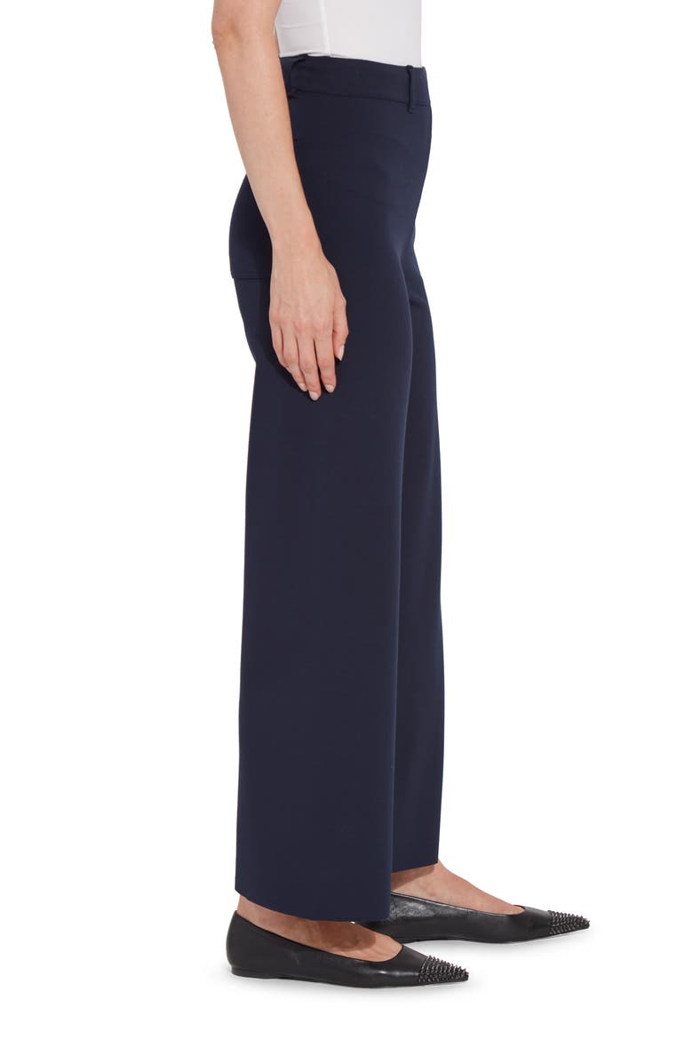 'Lyssentials Erin High Waist Ankle Wide Leg Ponte Pants, Alternate, color, TRUE NAVY