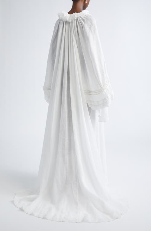 Zimmermann Rebellion Long Sleeve Corded Billow Ramie Maxi Dress In White