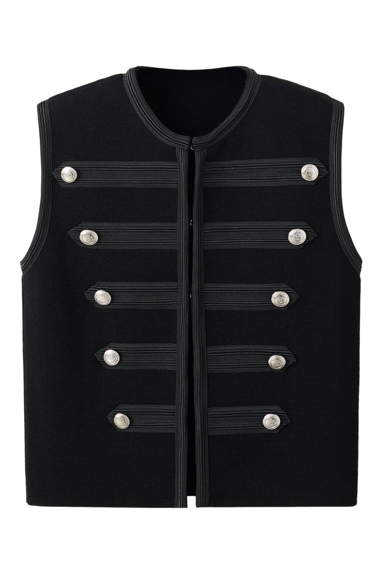 Button Knit Vest, Alternate, color, BLACK