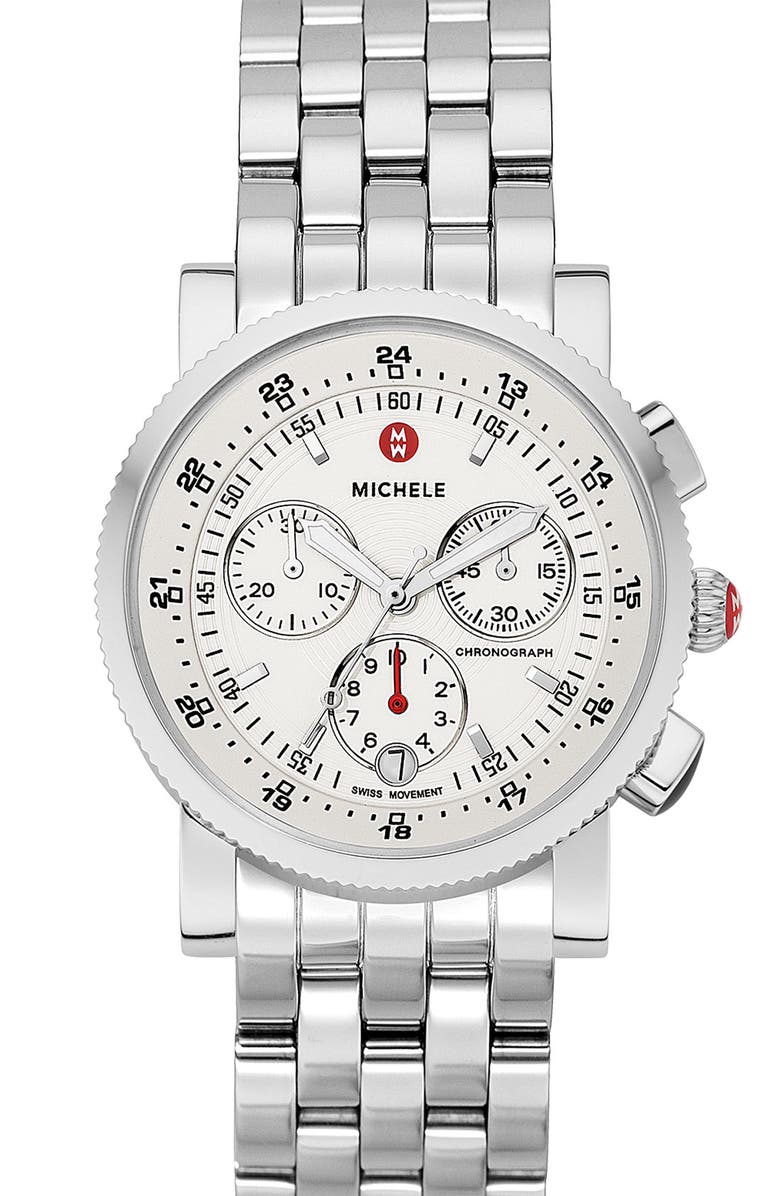 MICHELE 'Sport Sail' Black Dial Watch Case, 38mm, Alternate, color, 