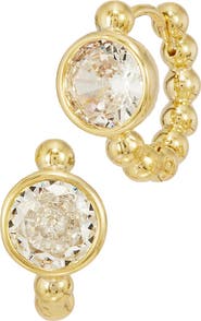 SAVVY CIE JEWELS Cubic Zirconia Bezel Huggie Hoop Earrings