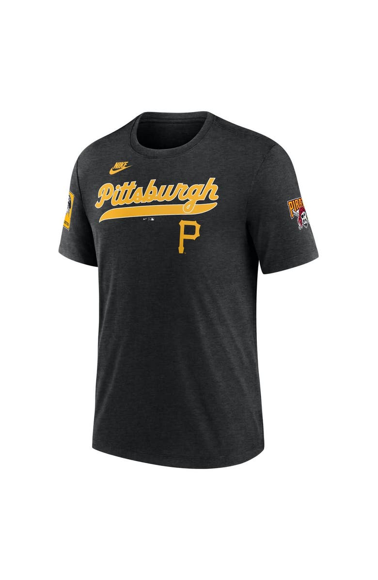 Nike Men's Nike Heather Black Pittsburgh Pirates Cooperstown Collection Eras Tri-Blend T-Shirt, Alternate, color, 