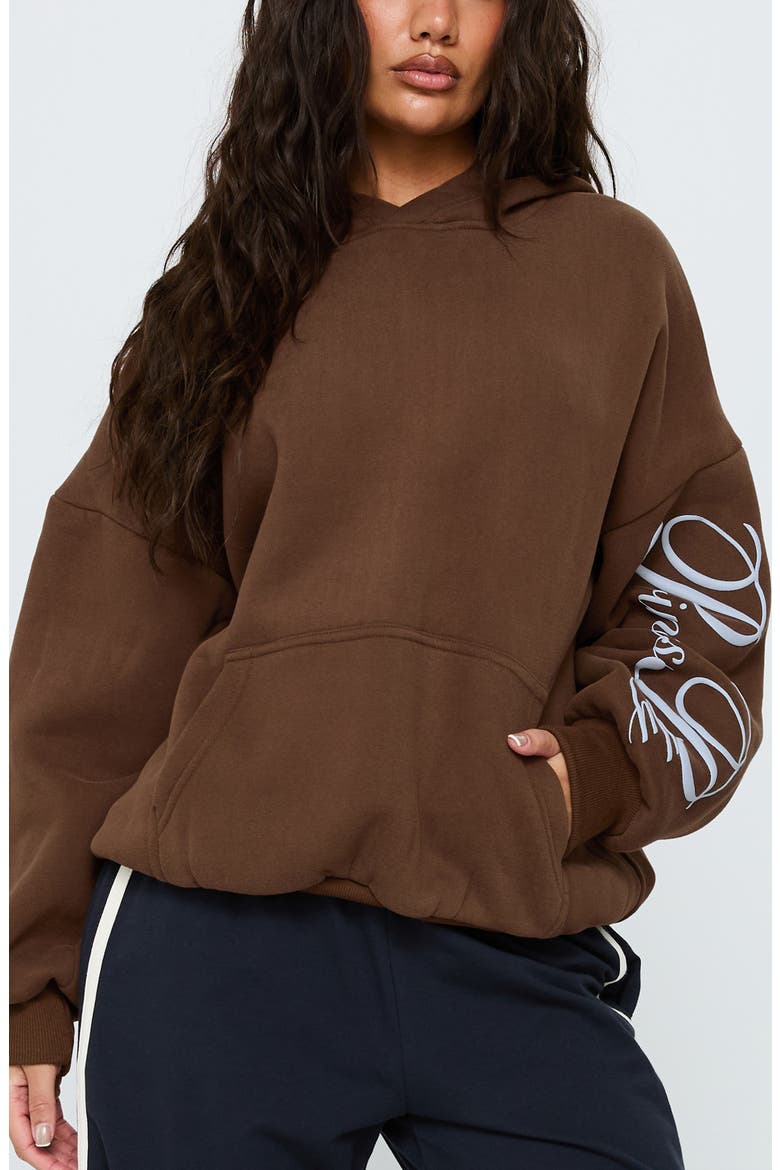 Script Logo Graphic Hoodie, Main, color, BROWN / BLUE