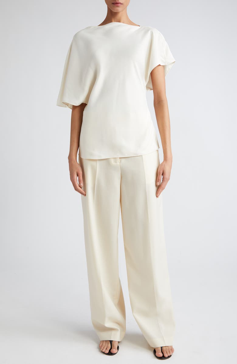 Róhe Virgin Wool Wide Leg Pants, Alternate, color, Off-White