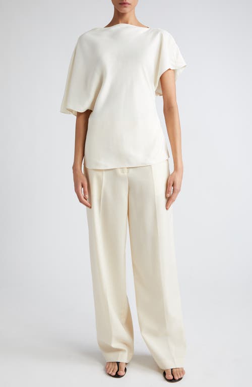 Shop Rohe Róhe Virgin Wool Wide Leg Pants In Off-white