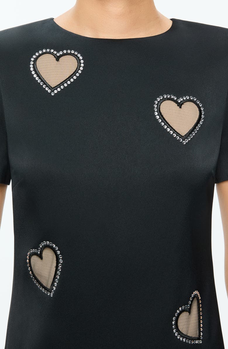 Alice + Olivia Clyde Embellished Heart Minidress, Alternate, color, Black