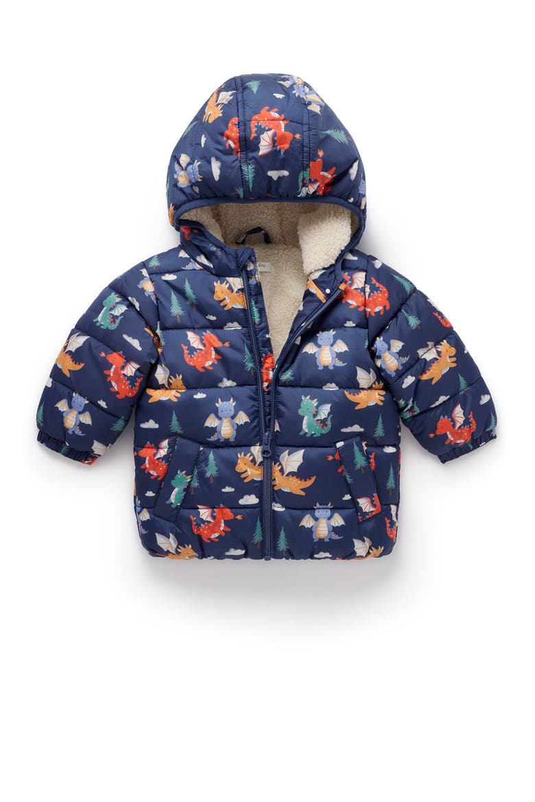 Baby Boy's Shearling Lined Puffer Jacket, Alternate, color, Dragon Print