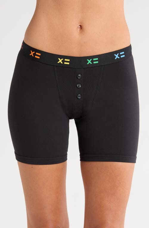 TomboyX 6-Inch Stretch Cotton Boxer Briefs in Black X Rainbow 