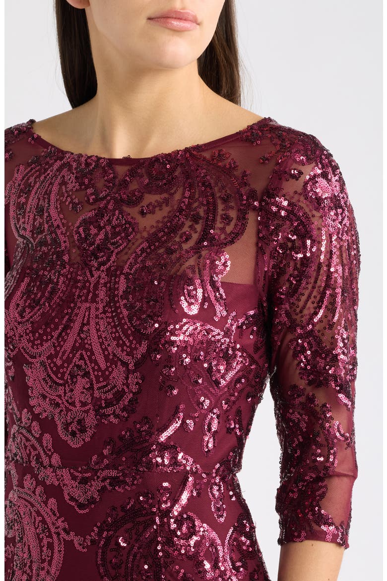 Beaded Cocktail Dress, Alternate, color, CRANBERRY