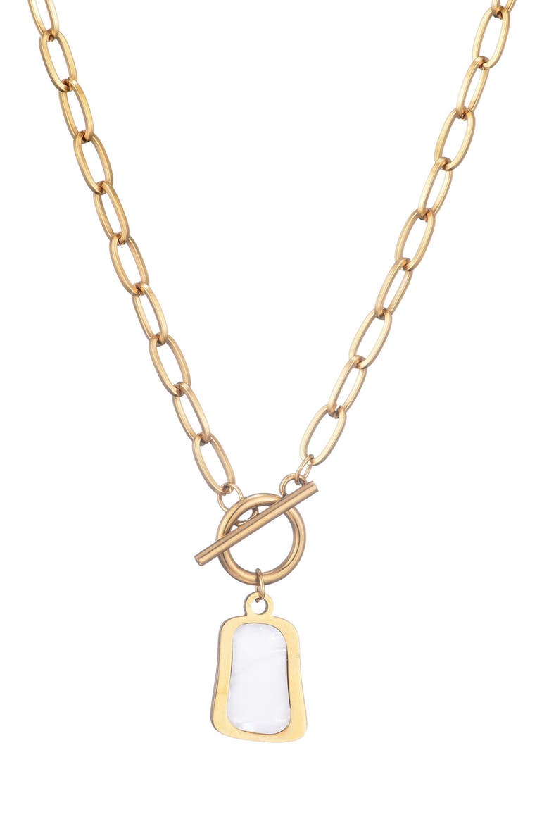 Mother-of-Pearl Pendant Necklace, Main, color, WHITE