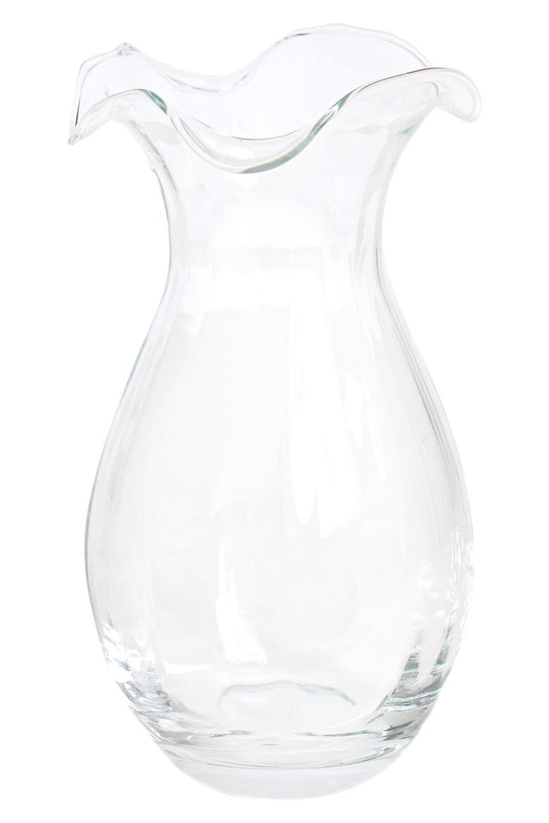 Hibiscus Glass Clear Vertical Fluted Small Vase, Main, color, CLEAR