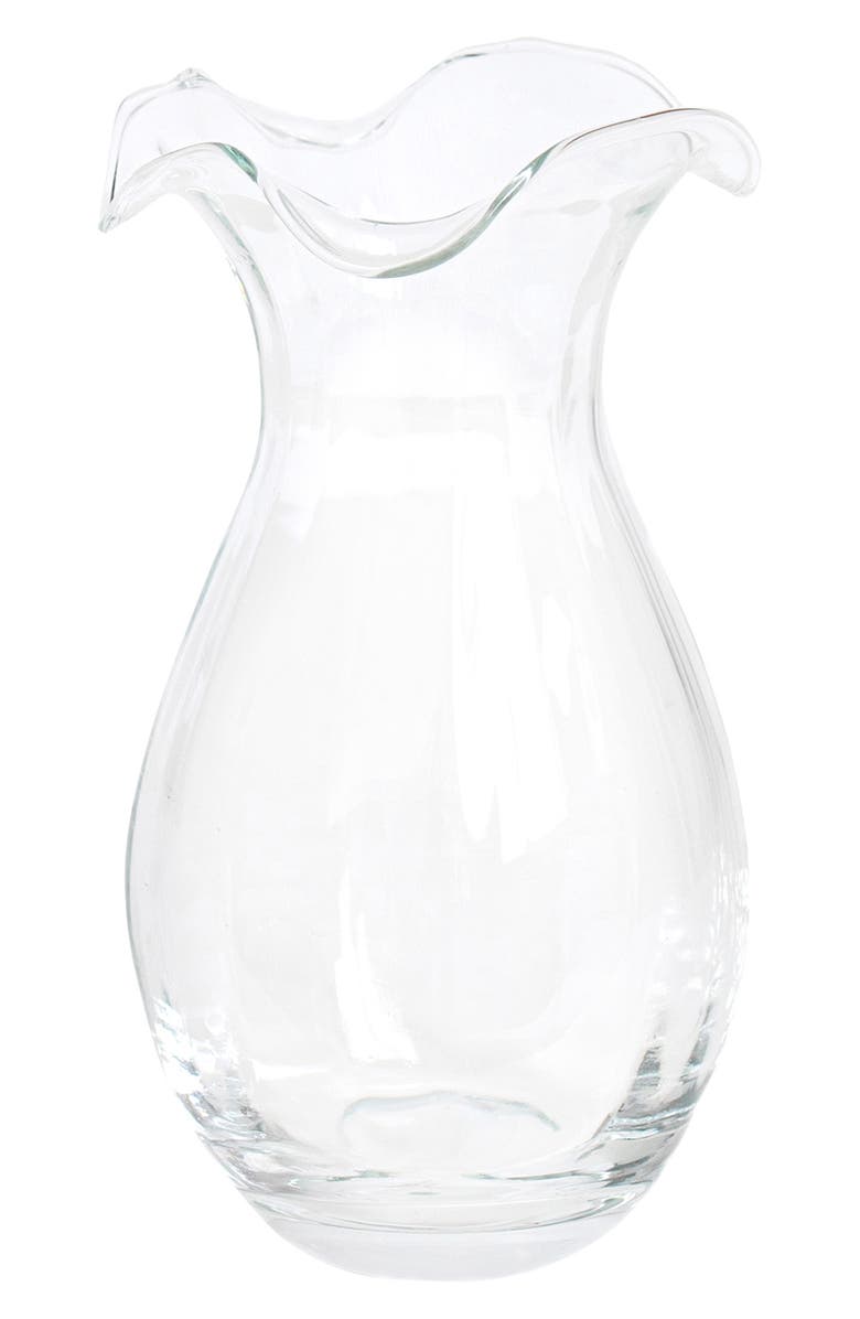 VIETRI Hibiscus Glass Clear Vertical Fluted Small Vase, Main, color, Clear