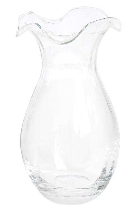 Hibiscus Glass Clear Vertical Fluted Small Vase