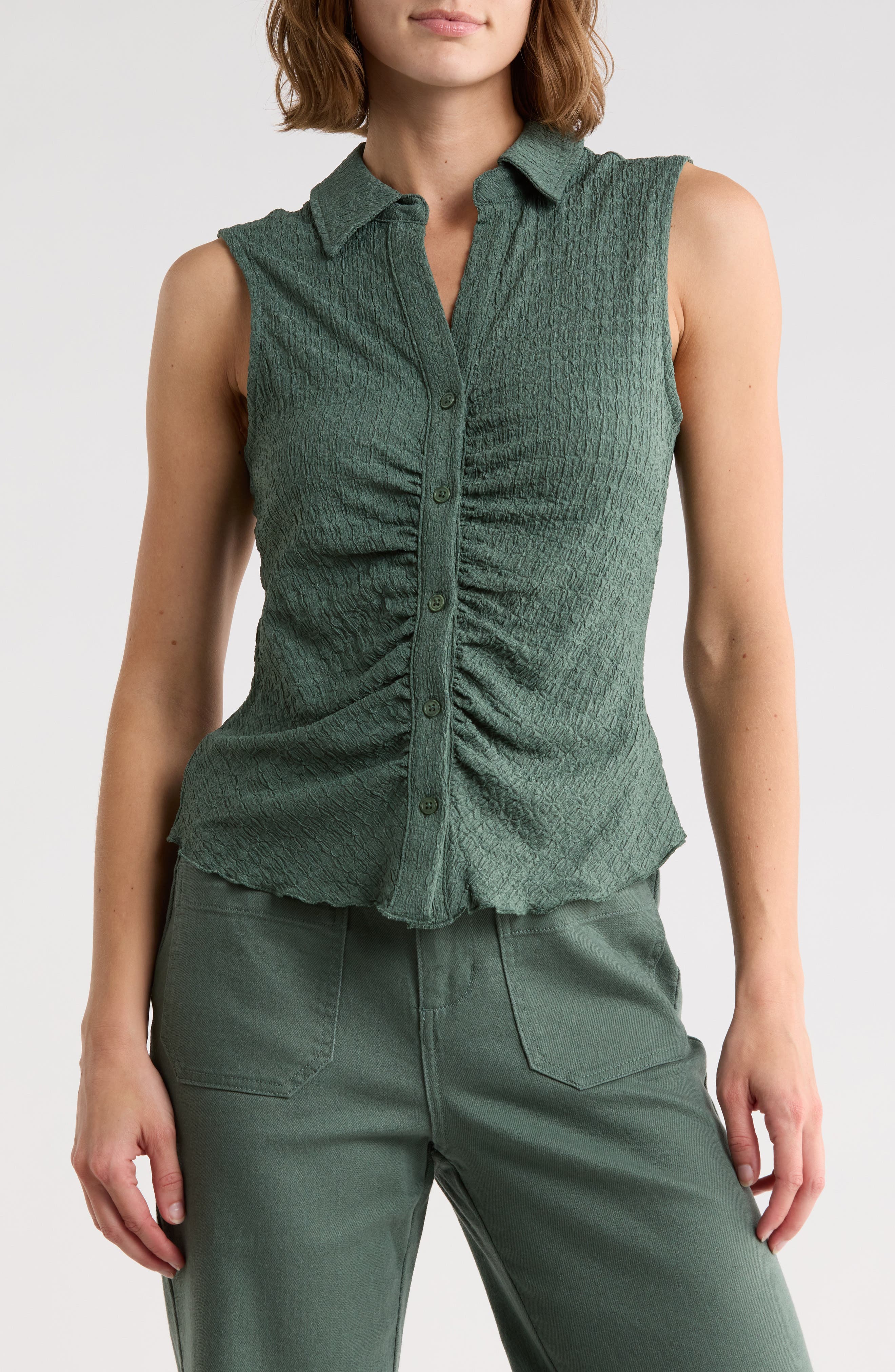 Ruched Button-Up Tank - image 5