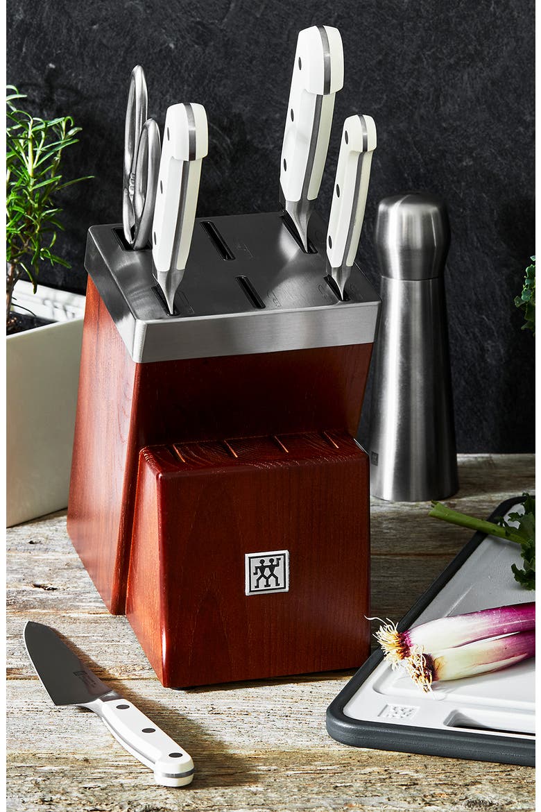 Pro Le Blanc 7-Piece Self-Sharpening Knife Block & Cutting Board Set, Alternate, color, SILVER