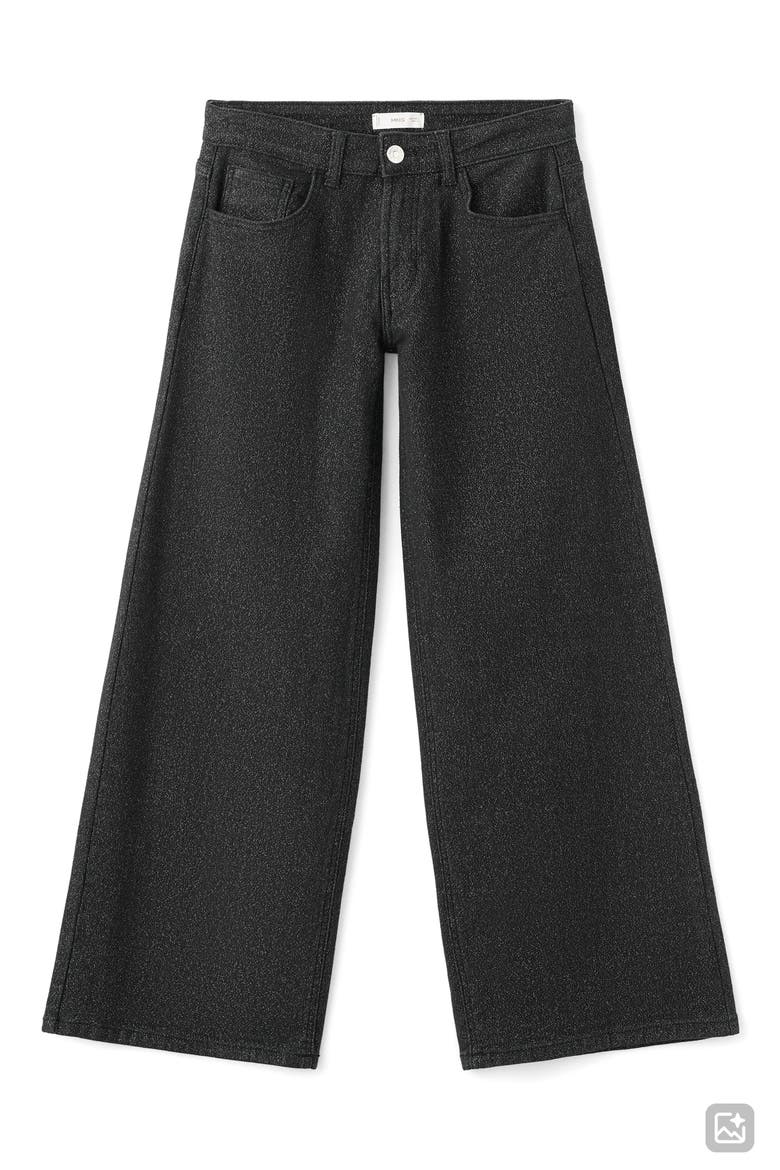 Glitter Wide Leg Jeans, Main, color, BLACK