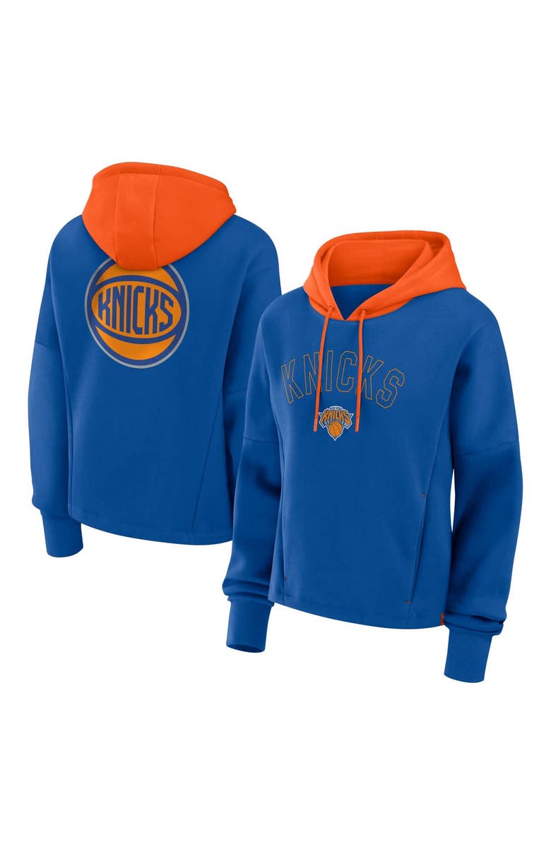 FANATICS Women's Fanatics Deep Royal New York Knicks Post Up Boxy Pullover Hoodie, Main, color, Deep Royal