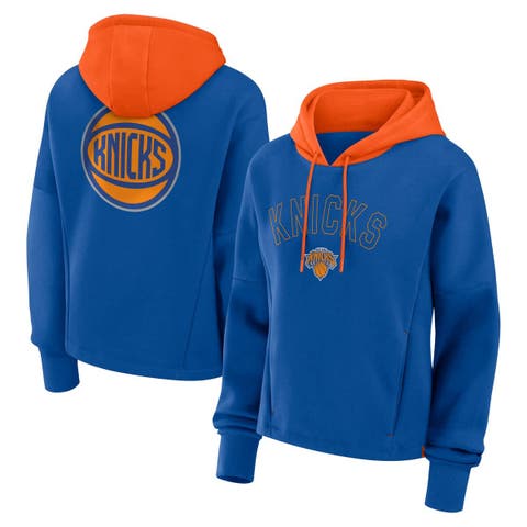 Women's Fanatics  Deep Royal New York Knicks Post Up Boxy Pullover Hoodie
