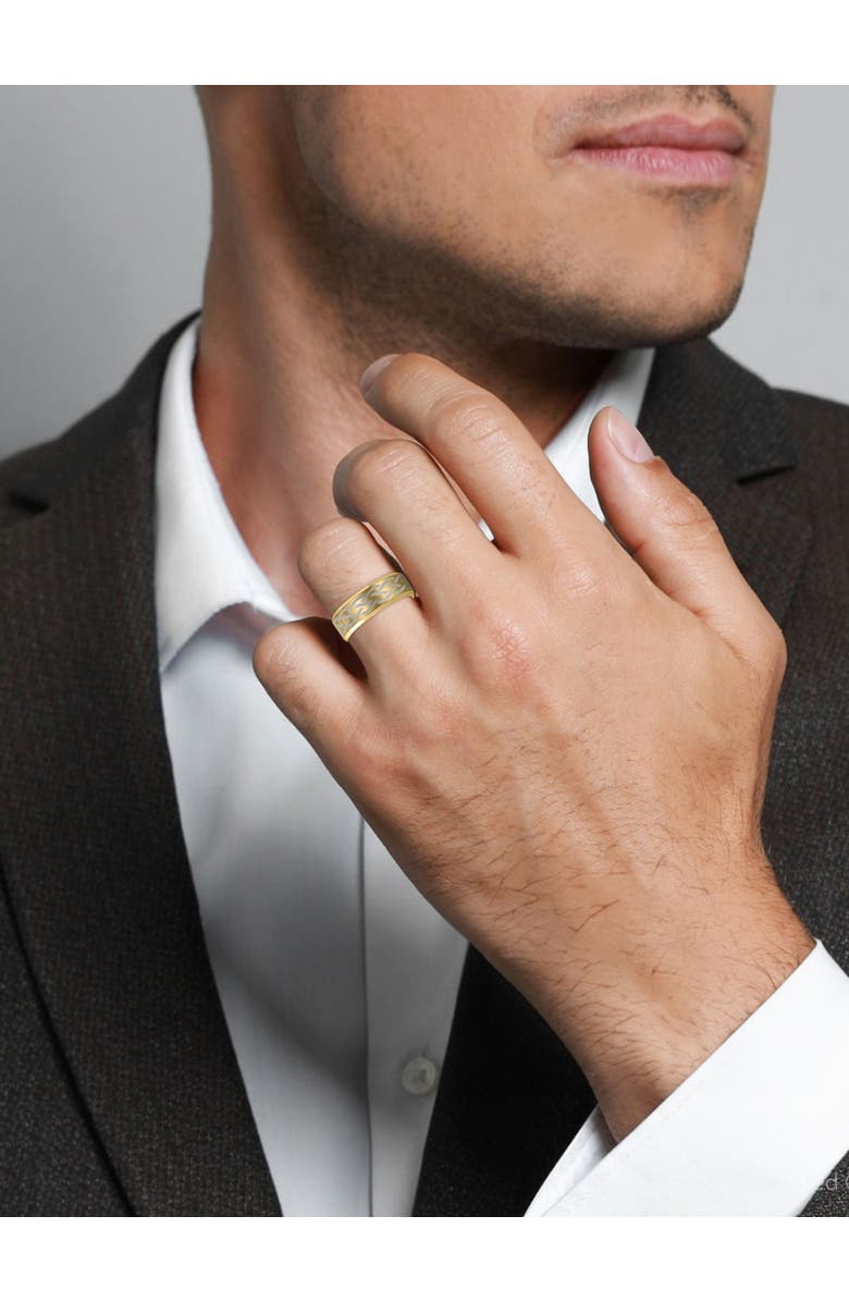 Bliss Diamond Men's Gold Plated Tungsten Ring Celtic Laser 8mm Wedding Band, Alternate, color,