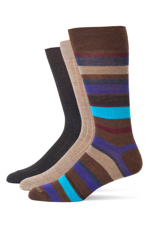 Assorted 3-Pack Wool Blend Crew Socks