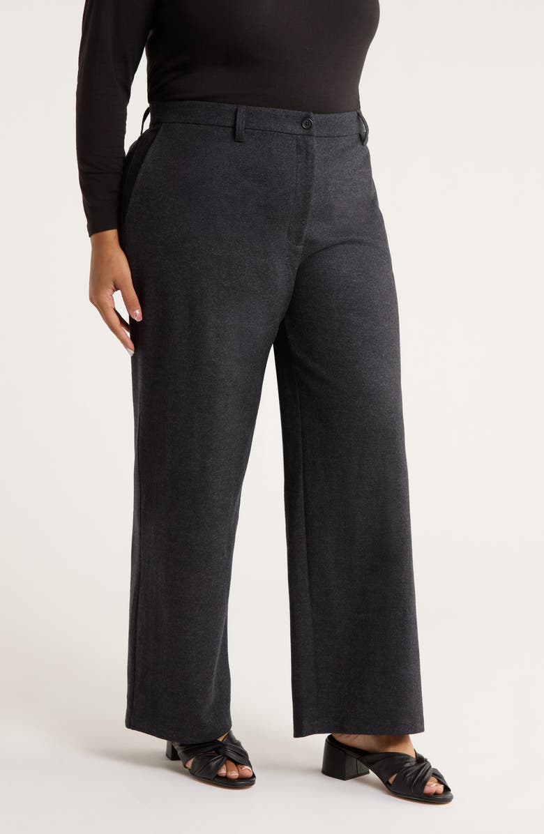 Eileen Fisher Wide Leg Virgin Wool Pants, Alternate, color, Charcoal