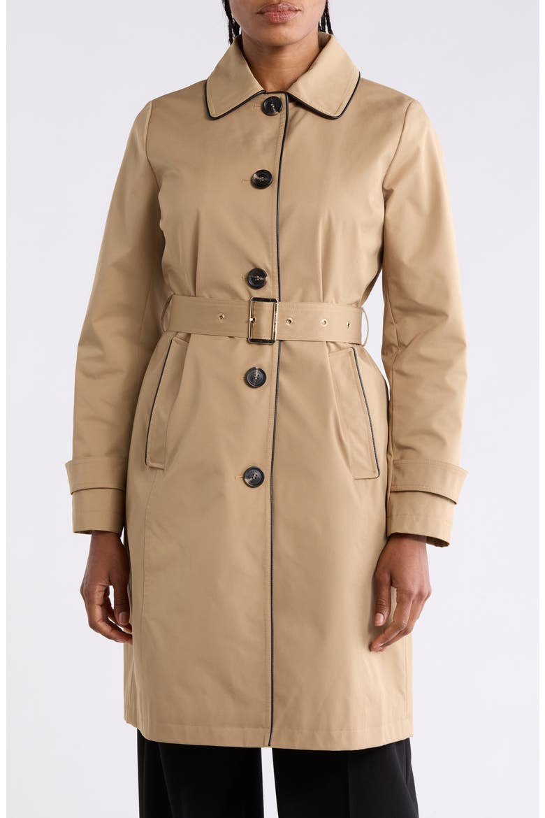 Belted A-Line Rain Coat, Alternate, color, DK CAMEL