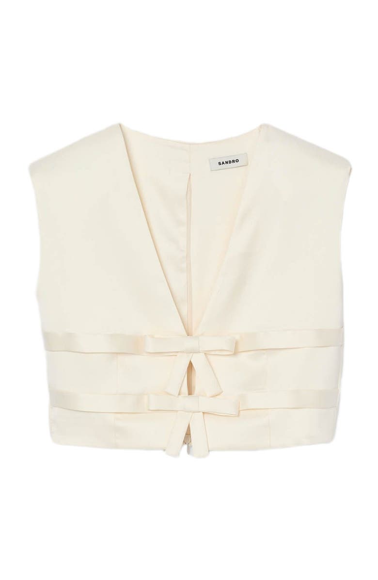 SANDRO Sleeveless satin crop top, Alternate, color, Ecru