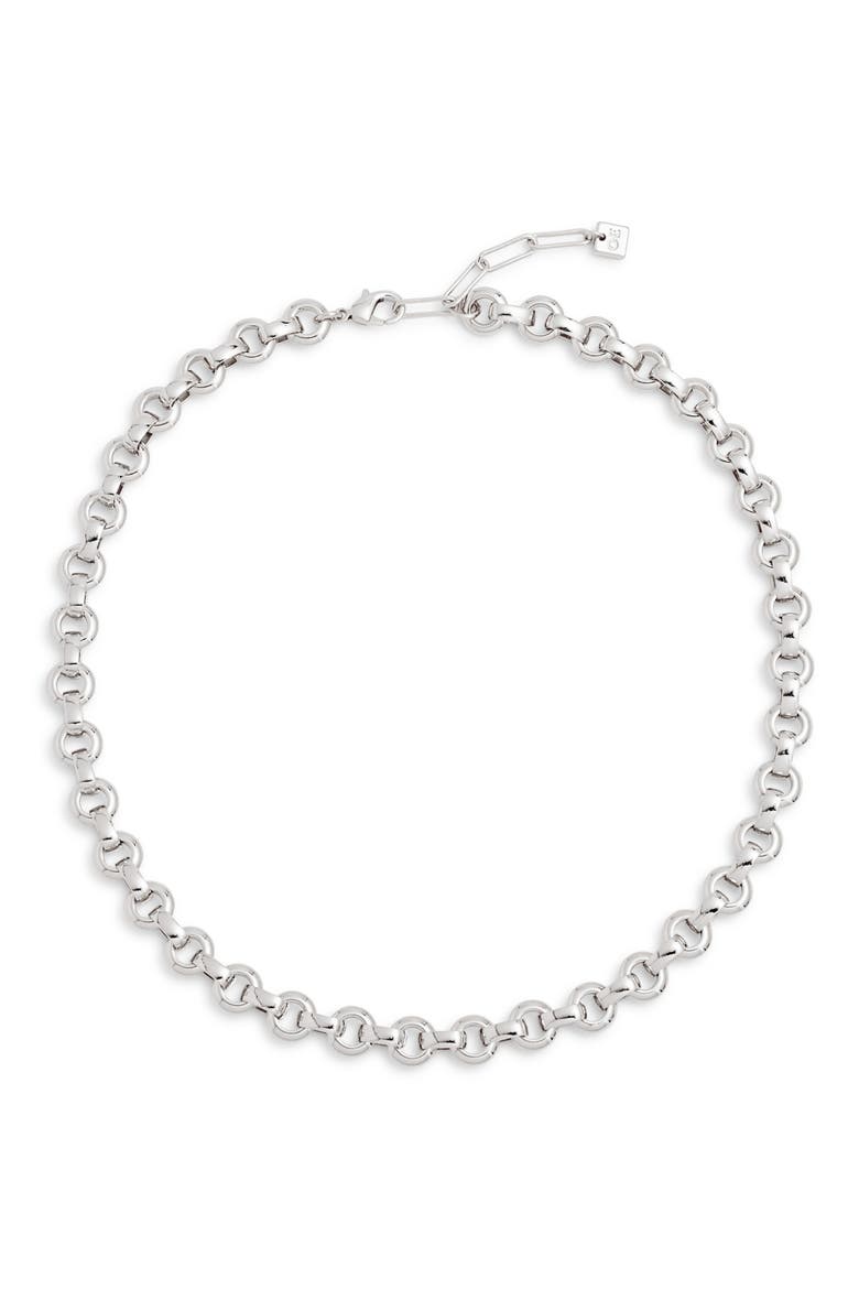 Flat Cable Chain Necklace, Main, color, SILVER