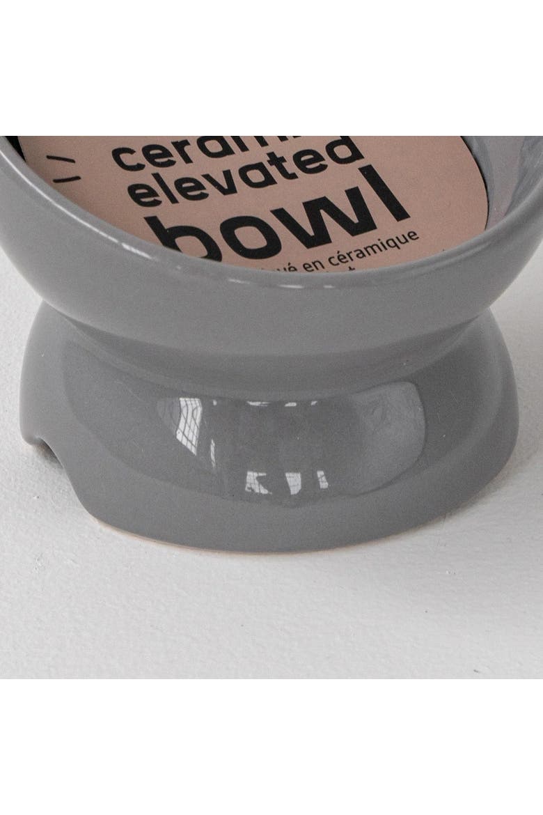Elevated Ceramic Cat Bowl, Grey, 7oz, Alternate, color, Gray
