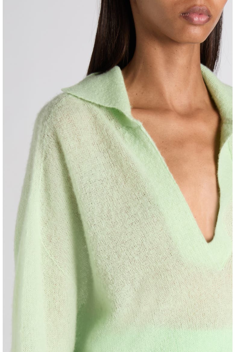 Johnny Collar Cashmere & Silk Blend Sweater, Alternate, color, GLASS GREEN