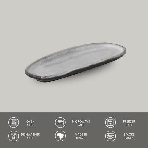 Porto Brasil Shallow Organic Oval Platter Mini Set Of 4 In Gray