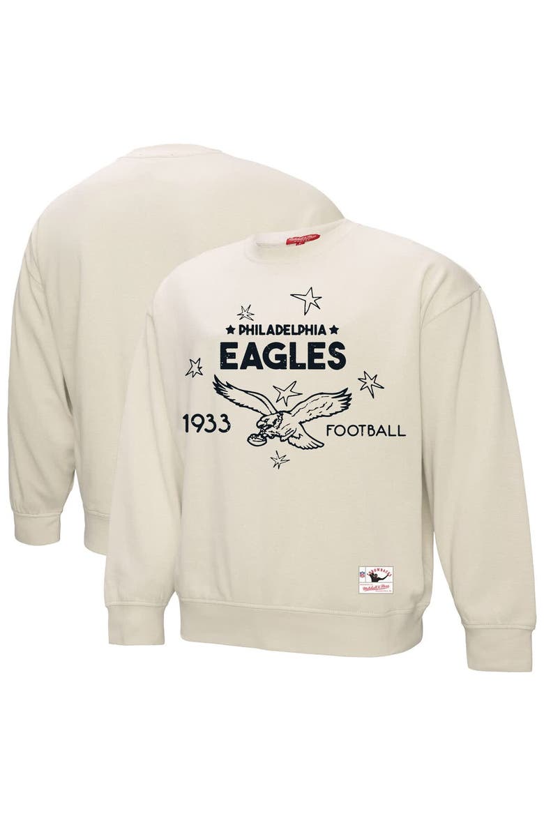Women's Mitchell & Ness Cream Philadelphia Eagles Shooting Stars Pullover Sweatshirt, Main, color, Cream