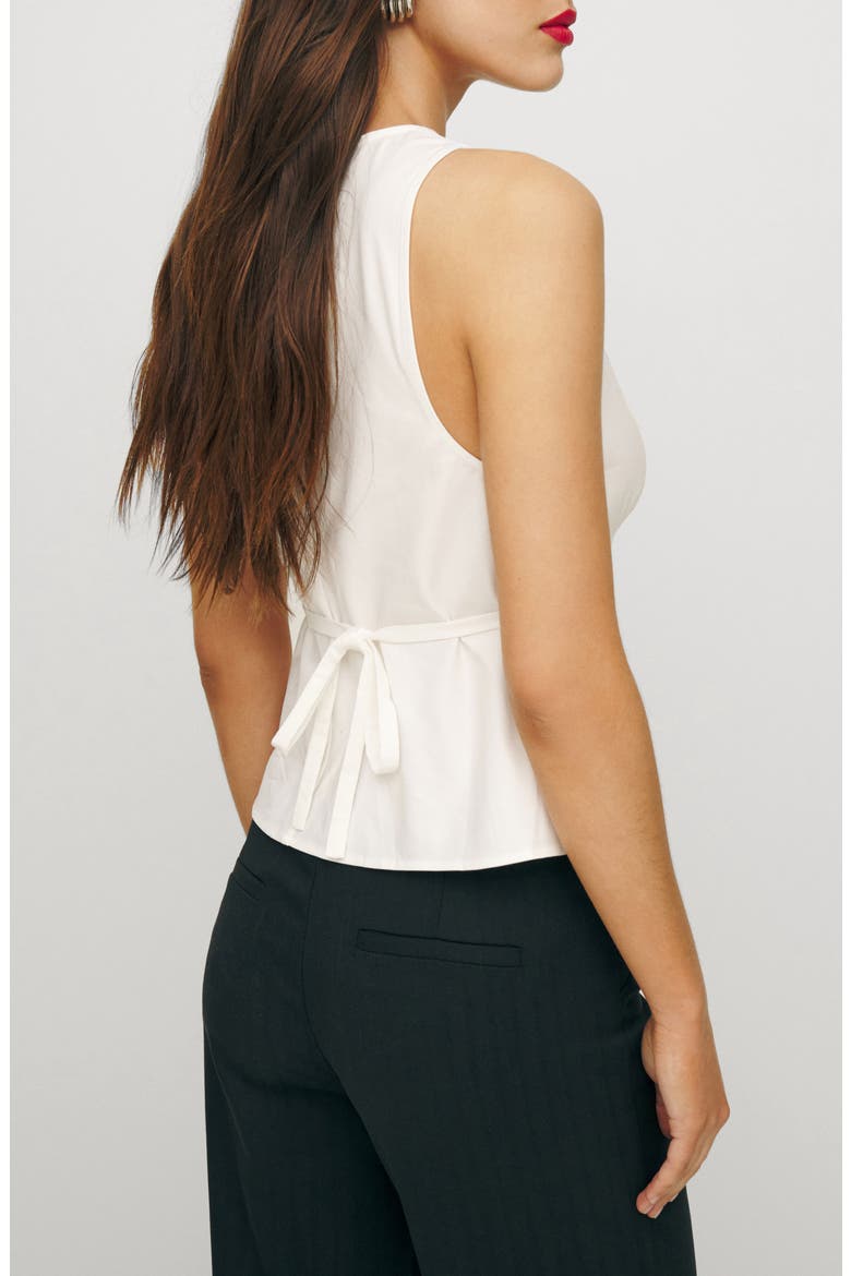 Meg Sleeveless Tie Back Cotton Top, Alternate, color, WHITE