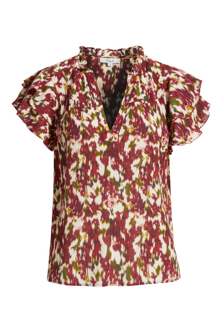 Calista Floral Flutter Sleeve Top, Alternate, color, CARDINAL FLORAL
