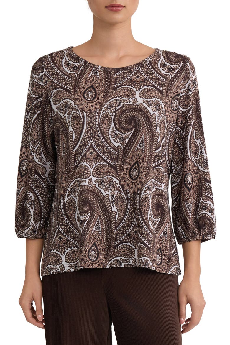 Puff Cuff Knit Top, Main, color, OAT MILK MULTI
