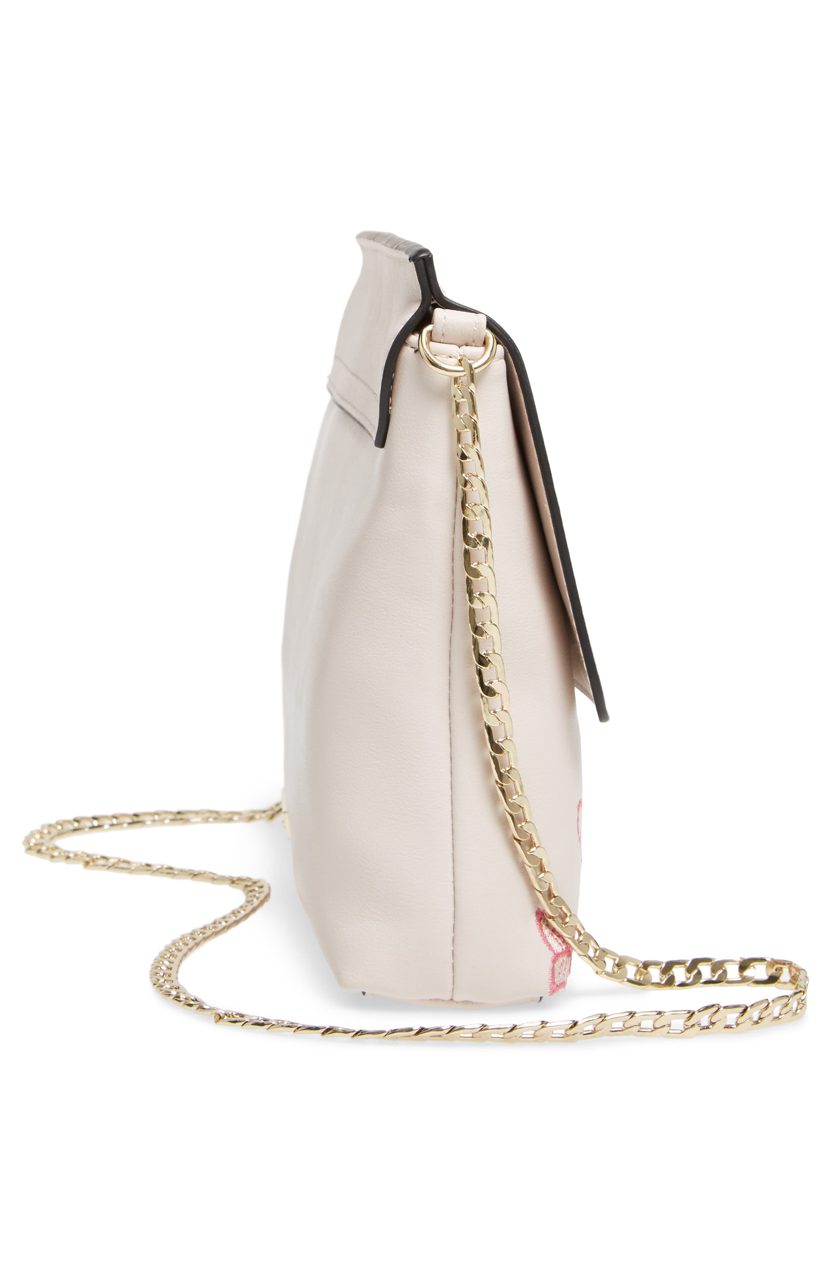 Floral Embroidered Faux Leather Crossbody Bag, Alternate, color, IVORY MULTI