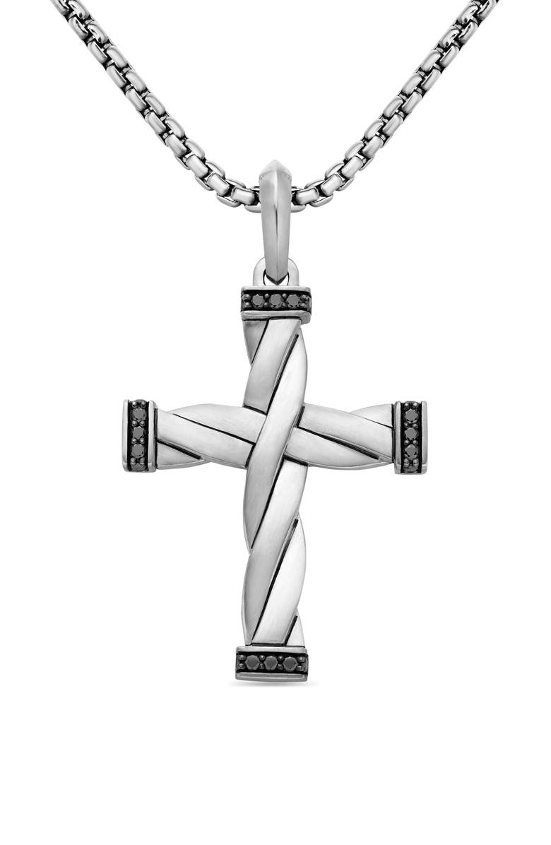 David Yurman Helios Cross Pendant, Main, color, Sterling Silver/ Diamond
