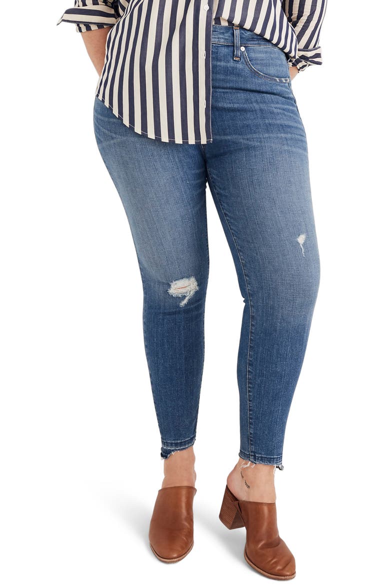 Drop Step Hem Curvy High Waist Skinny Jeans, Alternate, color, EVERTON
