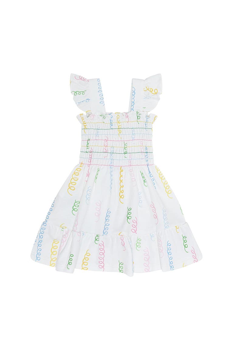 Nellapima Spirals Print Gathered Dress - Baby, Alternate, color, White Multi