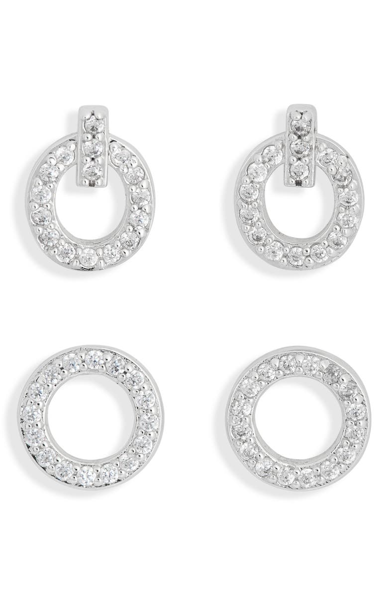NORDSTROM RACK Set of 2 Pavé Cubic Zirconia Open Circle Stud Earrings, Main, color,