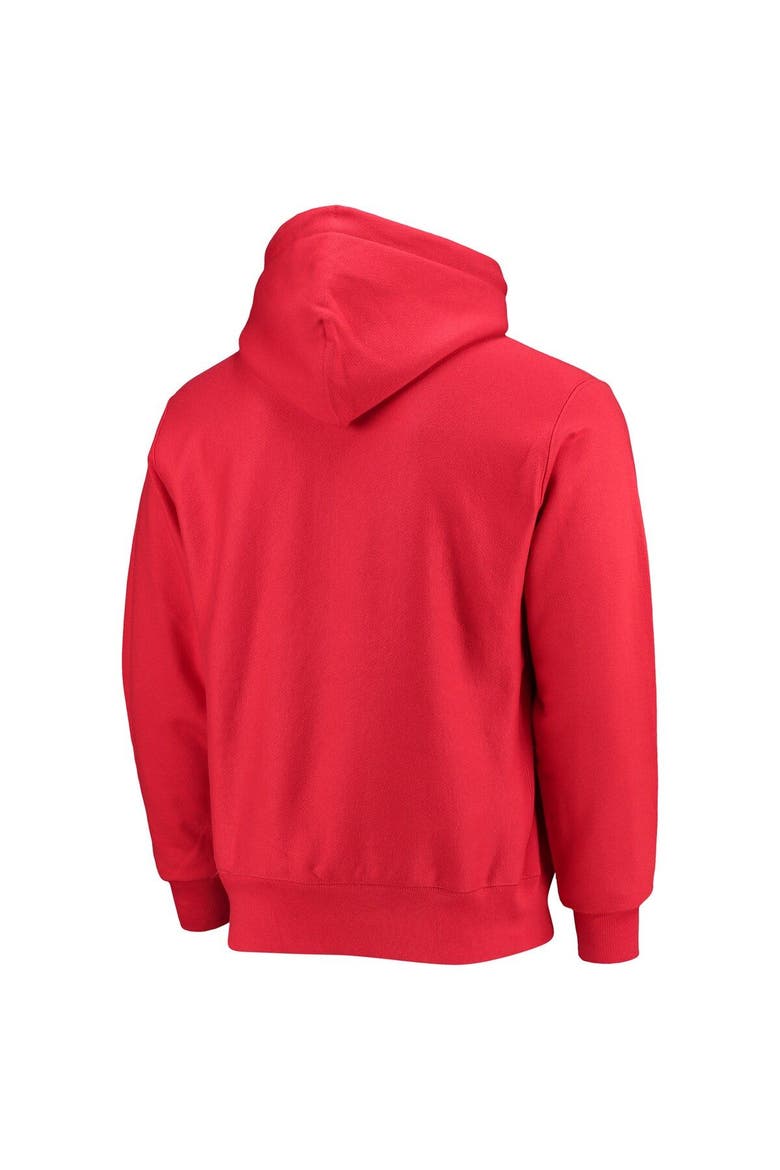 Men's Champion Red Clark Atlanta University Panthers Tall Arch Pullover Hoodie, Alternate, color, Red