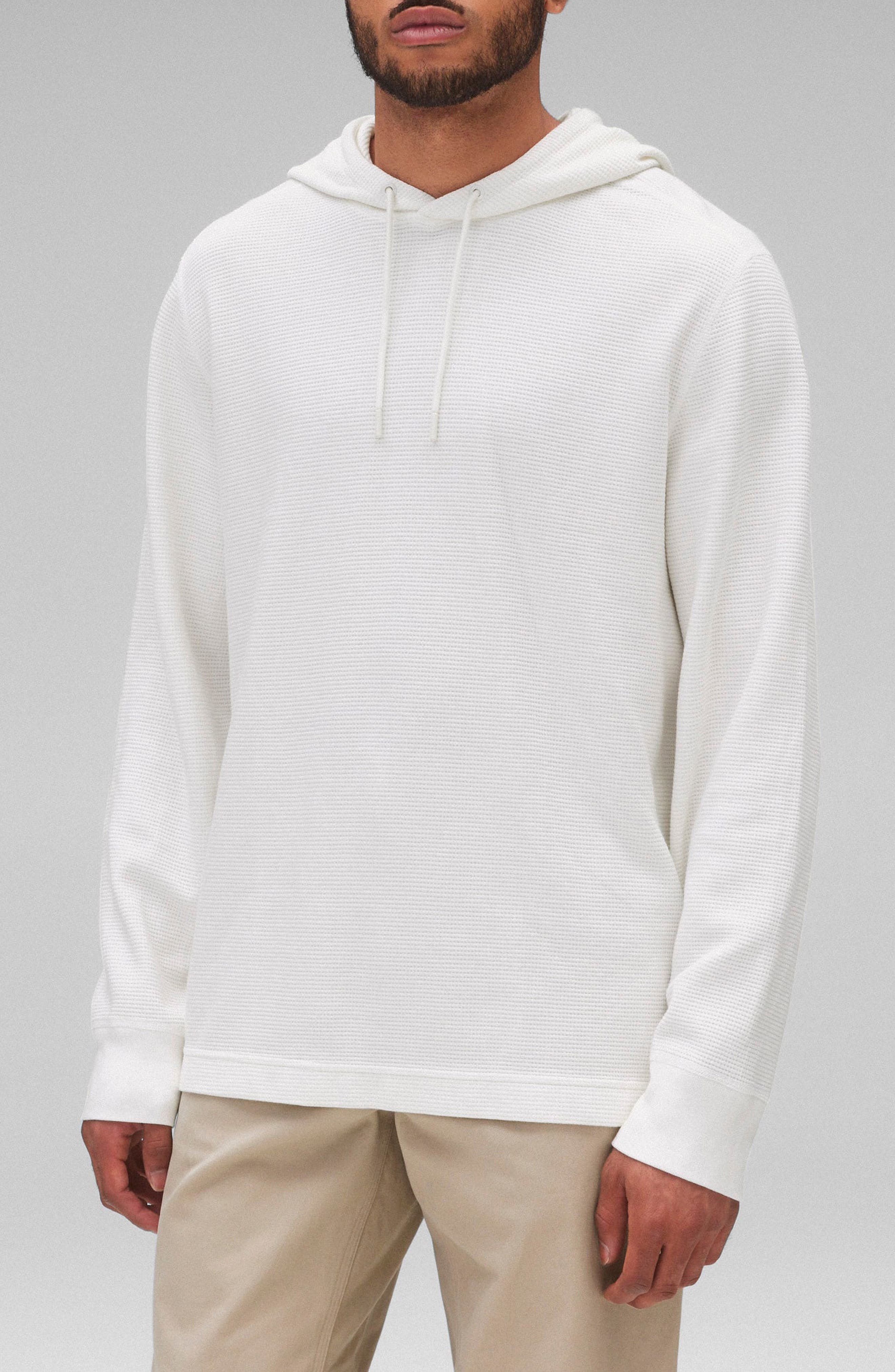 Reigning Champ Lightweight Cotton Blend Waffle Hoodie in Championship White 