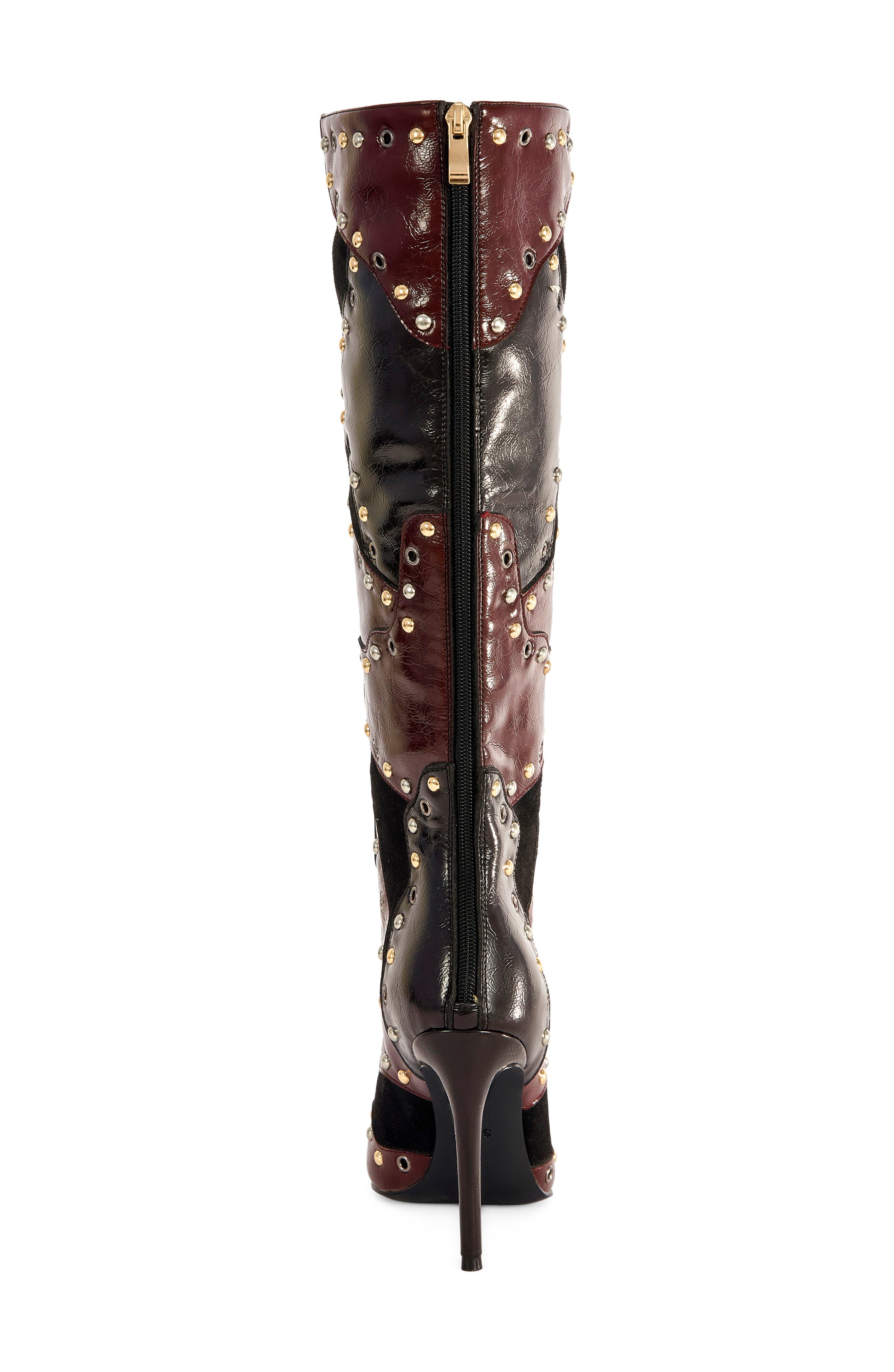 Enyae Pointed Toe Knee High Boot, Alternate, color, MAHOGANY MULTI