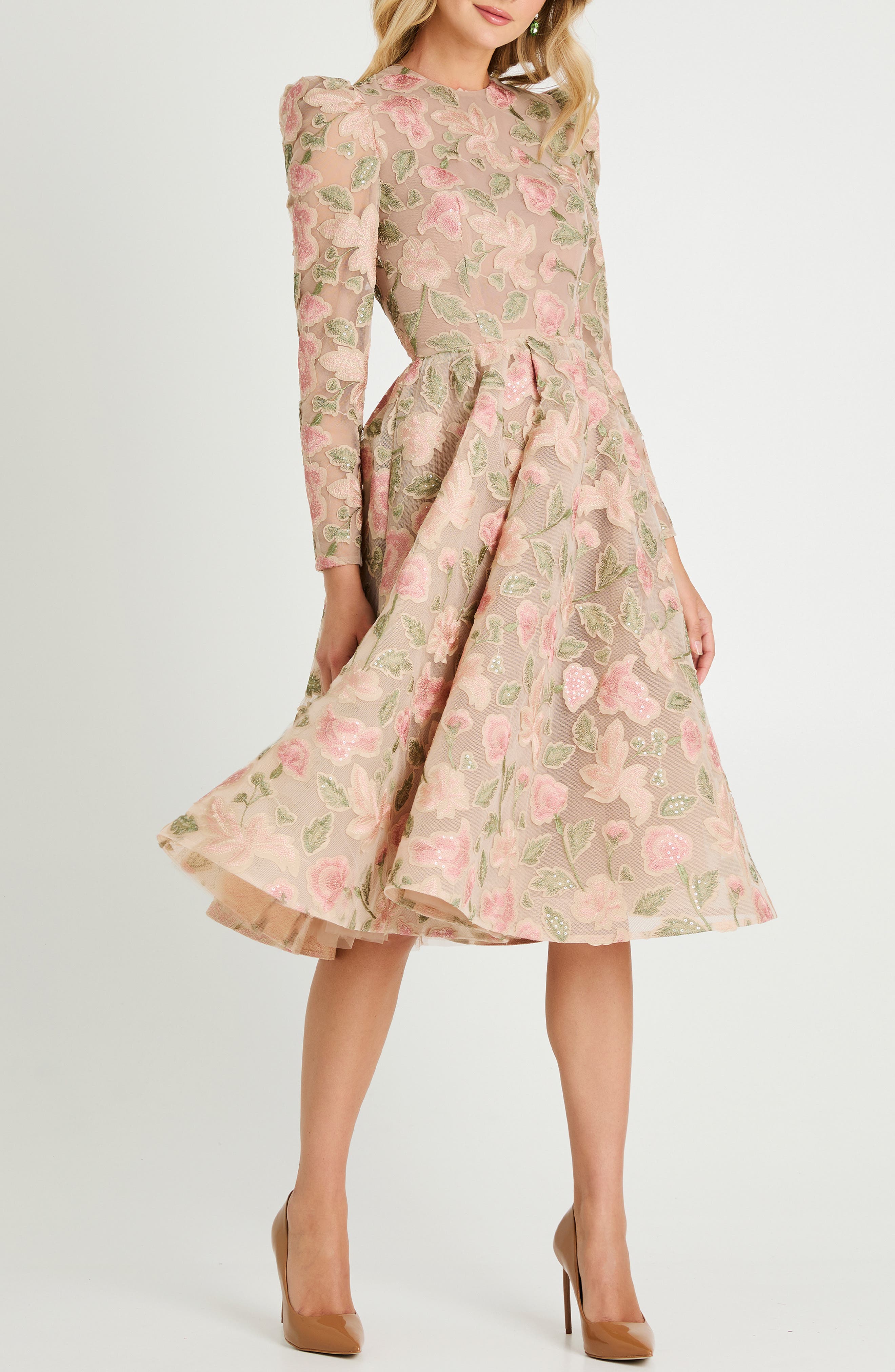 HELSI Anastasia Sequin Floral Fit & Flare Cocktail Dress