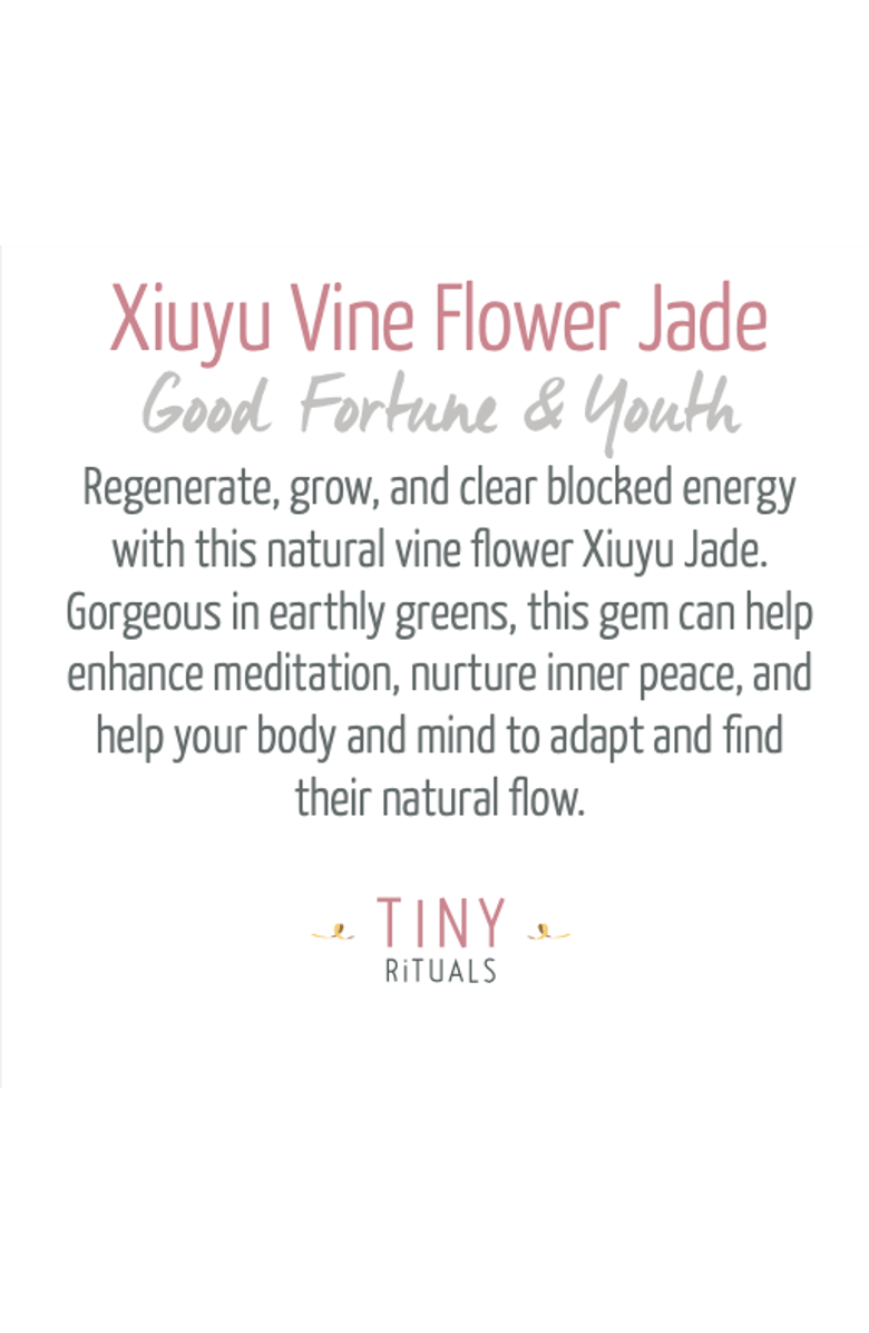 Tiny Rituals Natural Vine Flower Xiuyu Jade Energy Bracelet, Alternate, color, Earthy Green