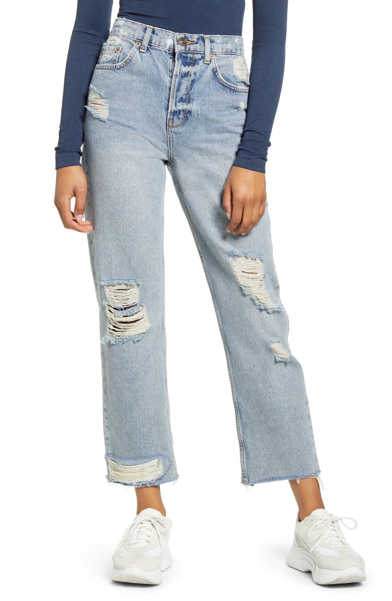 BDG Urban Outfitters Jackson Ripped High Waist Straight Leg Jeans, Main, color,