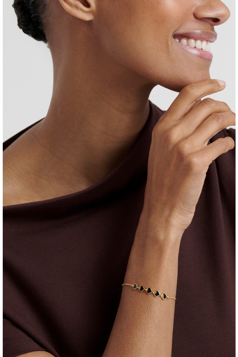 Harriet Enamel Heart Adjustable Bracelet, Alternate, color, GOLD TONE BLACK