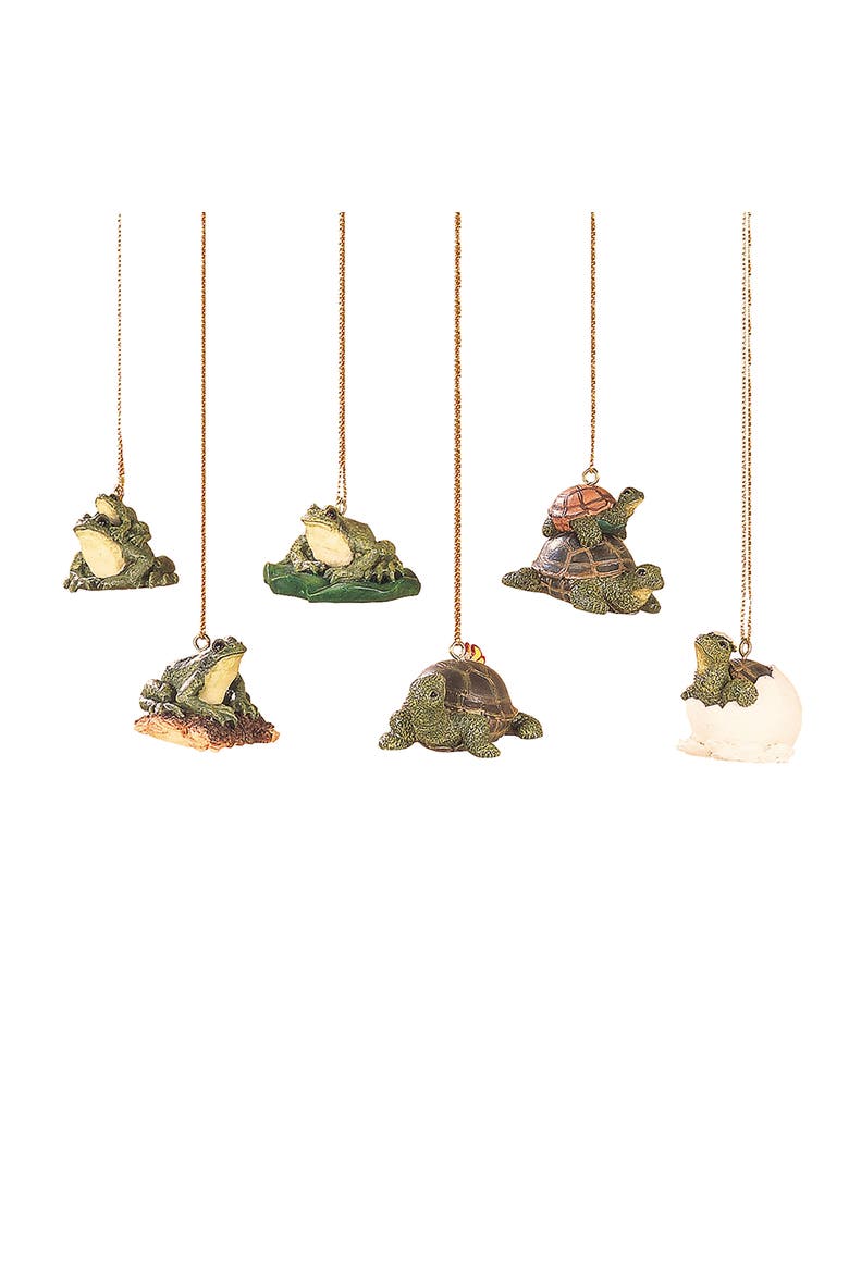 Mini Frog & Turtle Ornament A/6, Main, color, Green