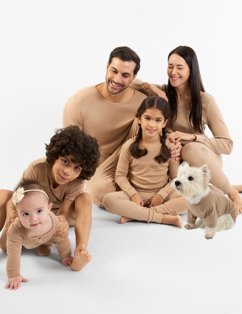 Leveret Cotton Solid Matching Family Pajamas In Brown