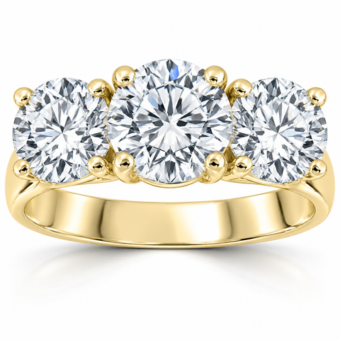 Certified 5Ct Three Stone Diamond Engagement Anniversary Ring 14k Gold Lab Grown